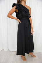 Black Stunning Detail Dress Beautiful Shape and Length