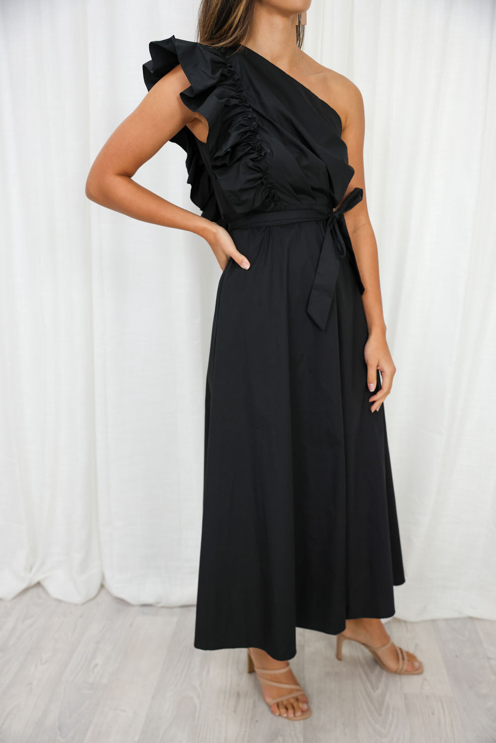 Black Stunning Detail Dress Beautiful Shape and Length
