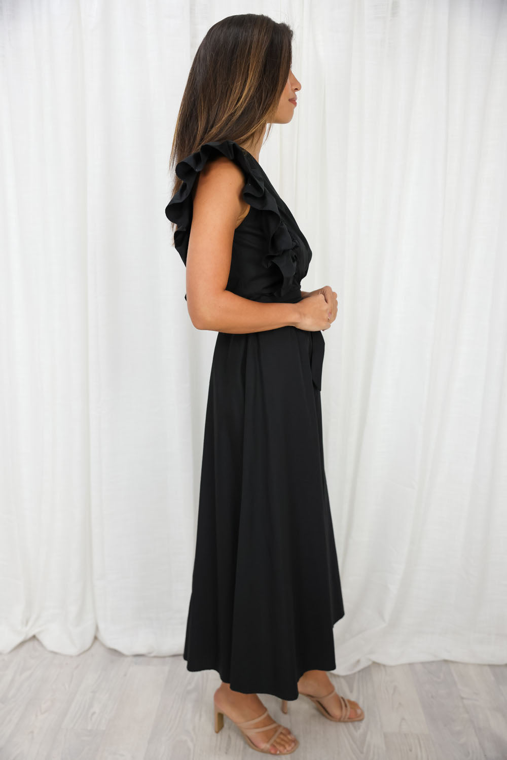 Black Stunning Detail Dress Beautiful Shape and Length