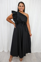 Black Stunning Detail Dress Beautiful Shape and Length