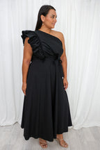 Black Stunning Detail Dress Beautiful Shape and Length