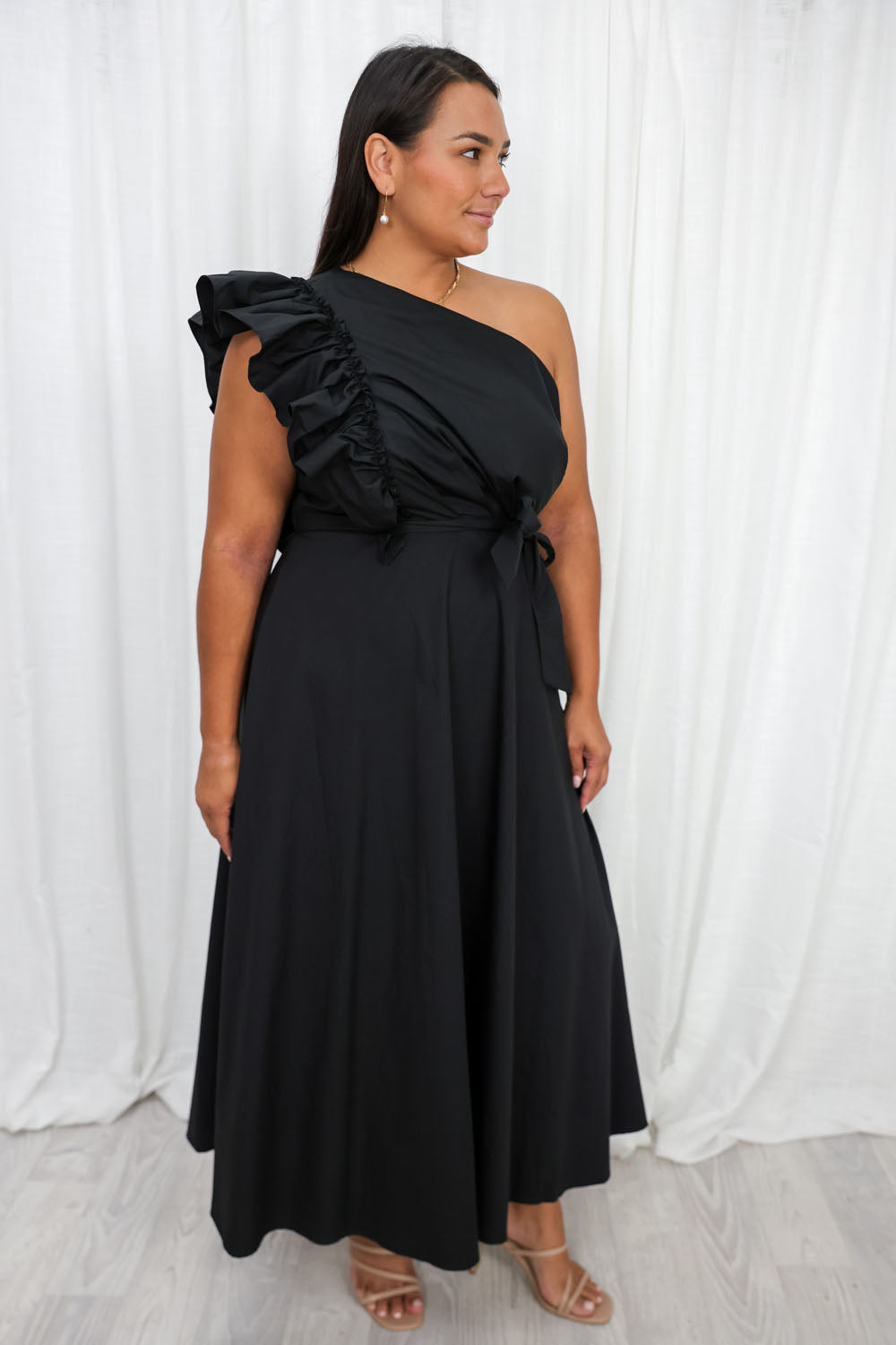 Black Stunning Detail Dress Beautiful Shape and Length