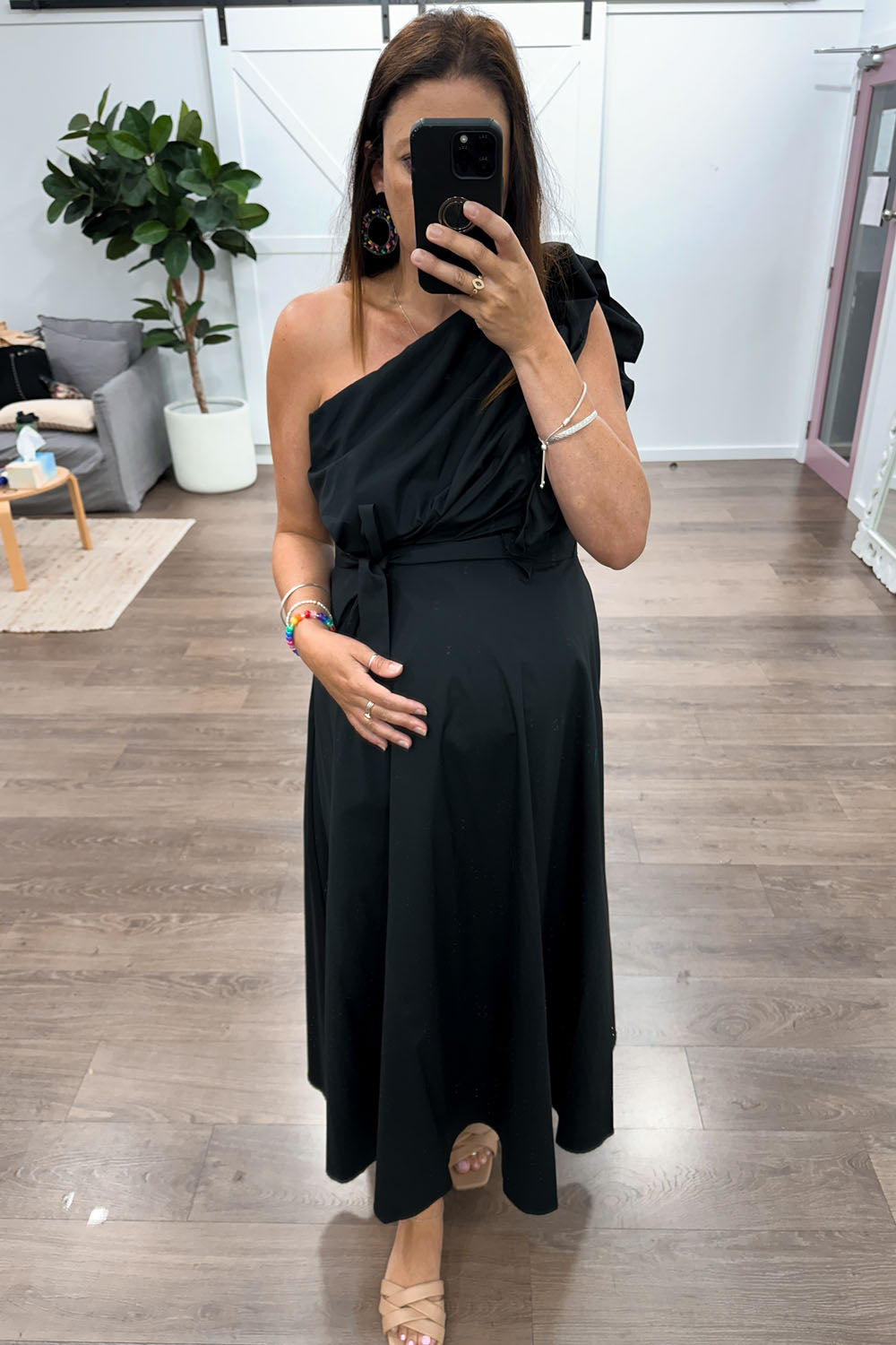 Black Stunning Detail Dress Beautiful Shape and Length