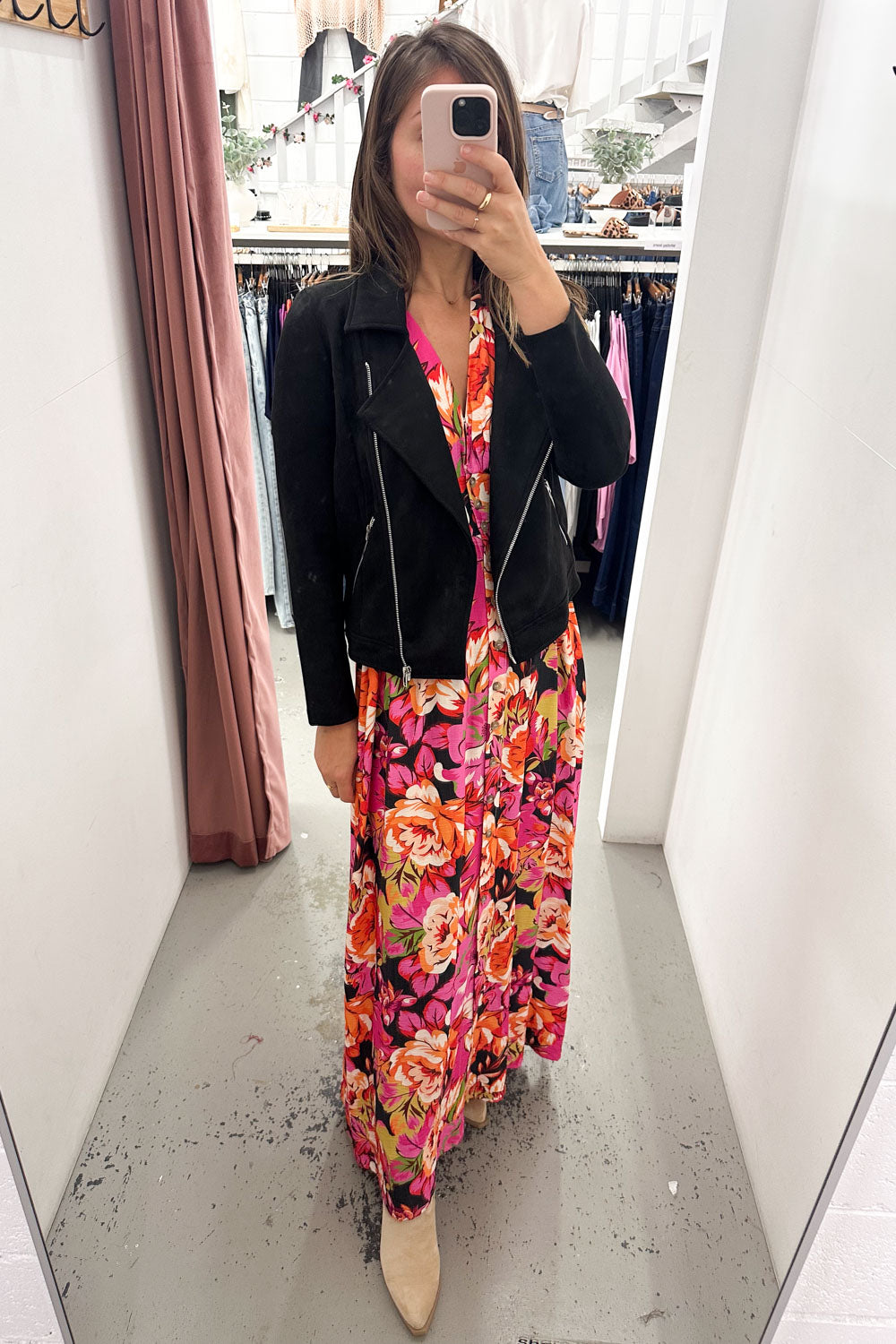 Black Suede Look Jacket Stylish Comfy Flattering Length