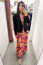 Black Suede Look Jacket Stylish Comfy Flattering Length