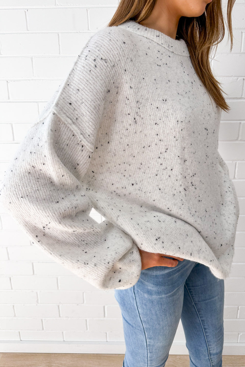 Oversized Soft Stretchy Knit Top Black Grey