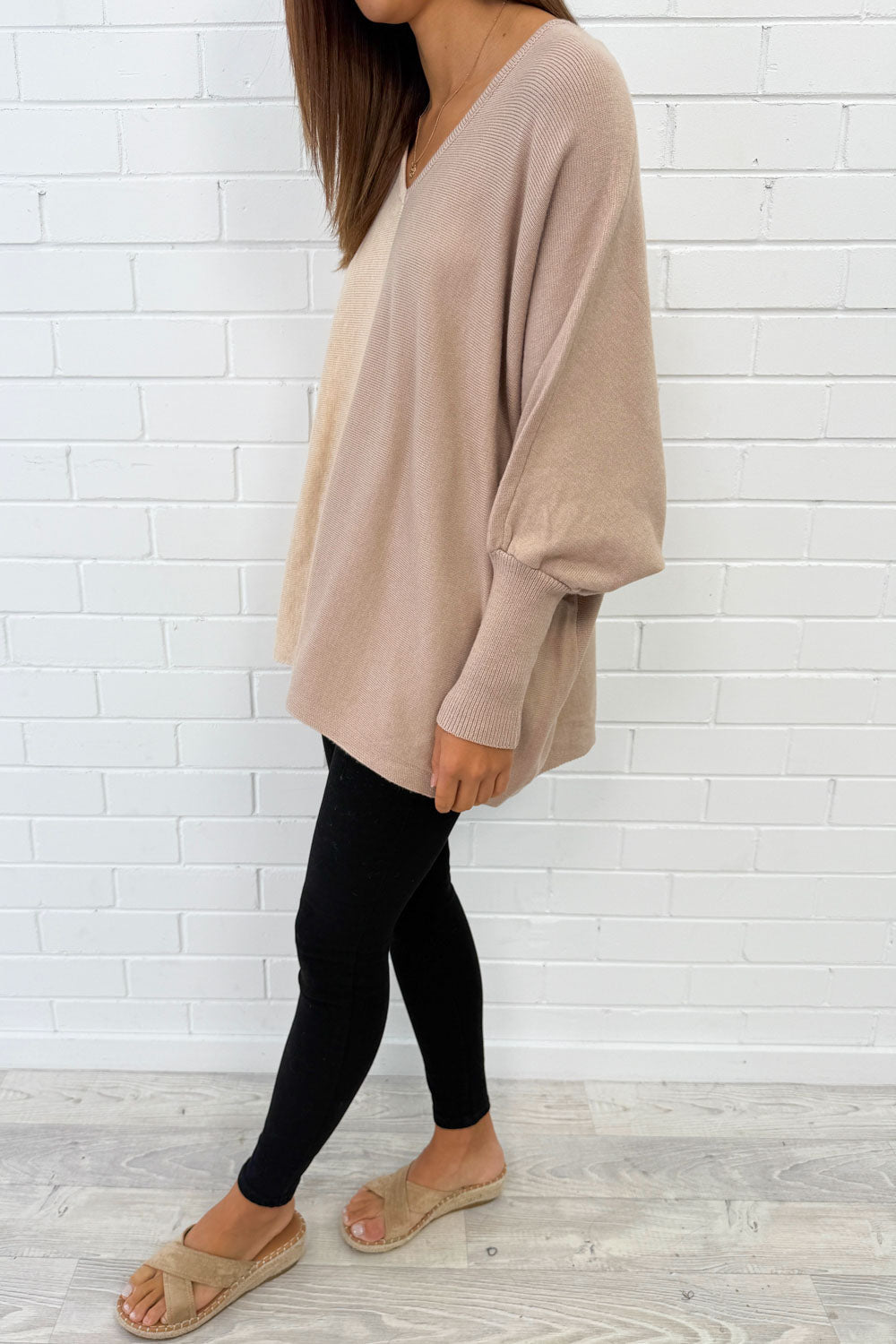 Oversized Batwing Split Hem Knit Top