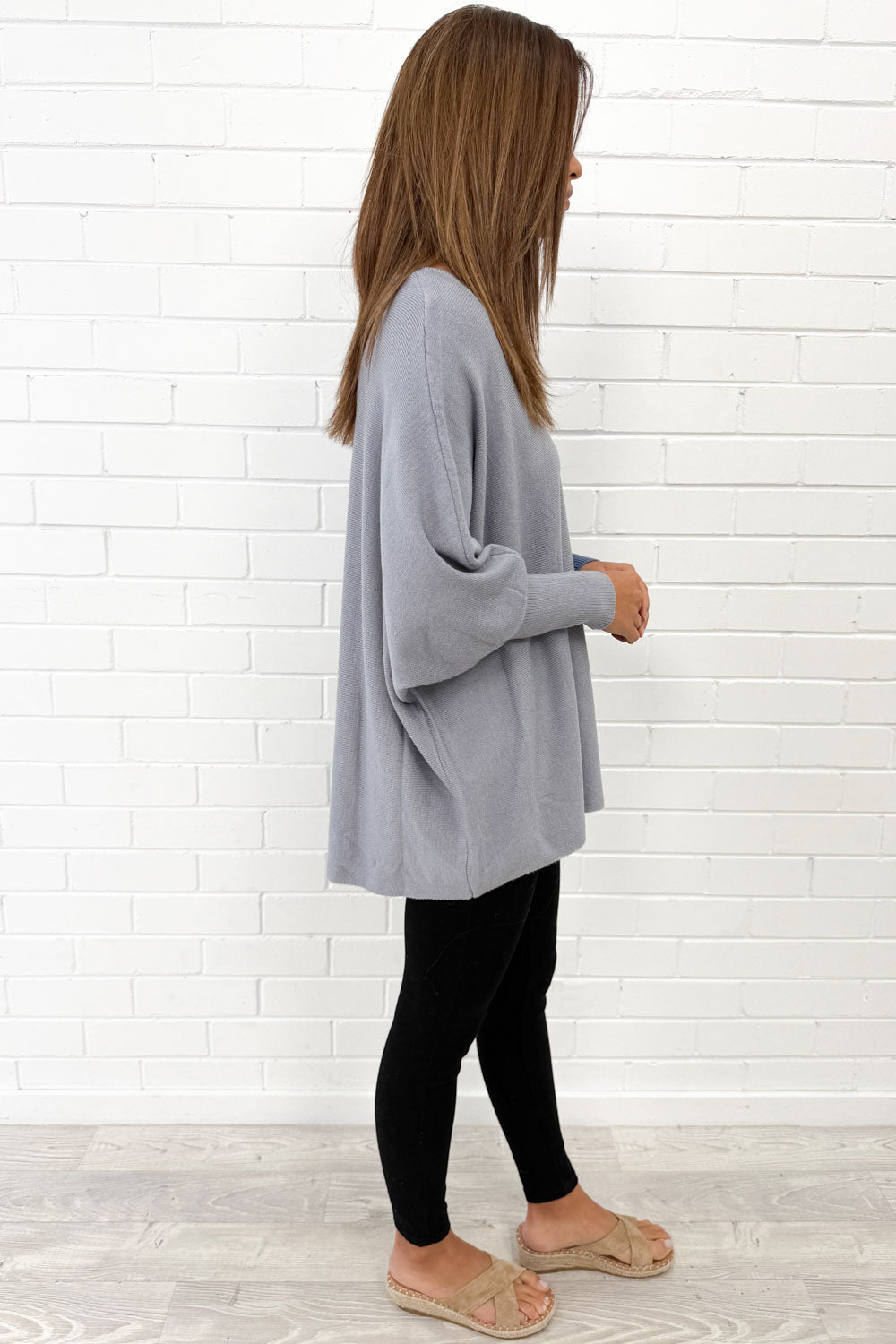 Oversized Batwing Split Hem Knit Top