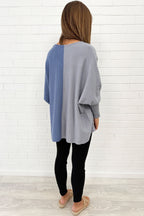 Oversized Batwing Split Hem Knit Top