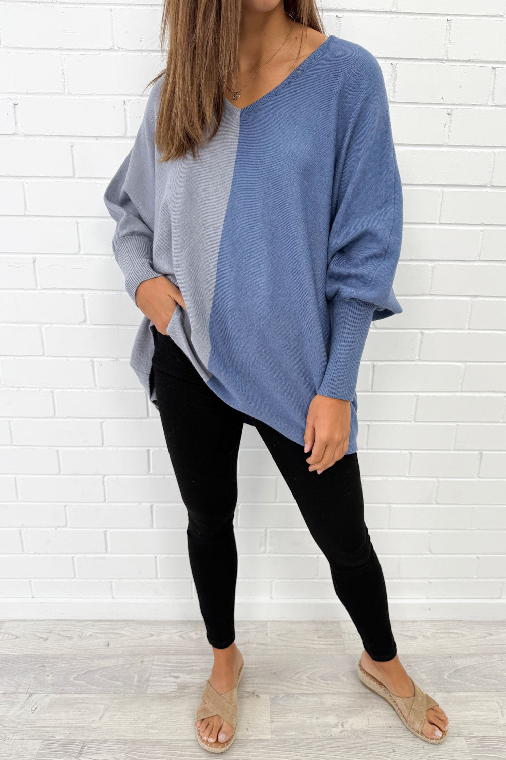 Oversized Batwing Split Hem Knit Top
