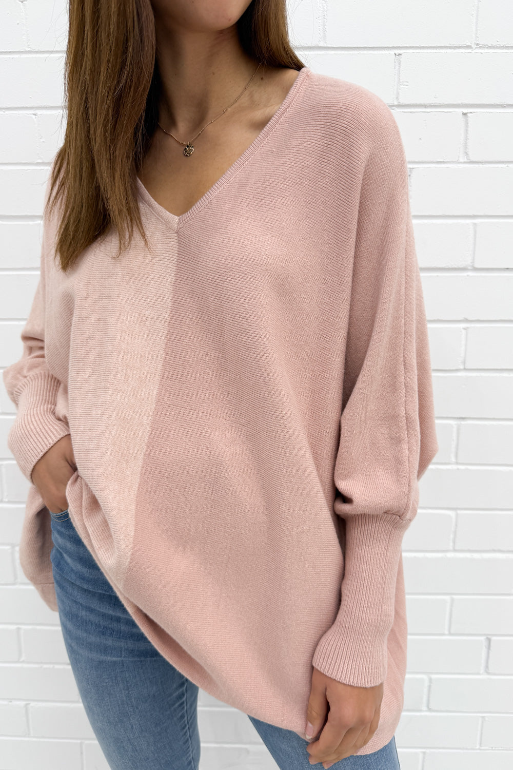 Oversized Batwing Split Hem Knit Top