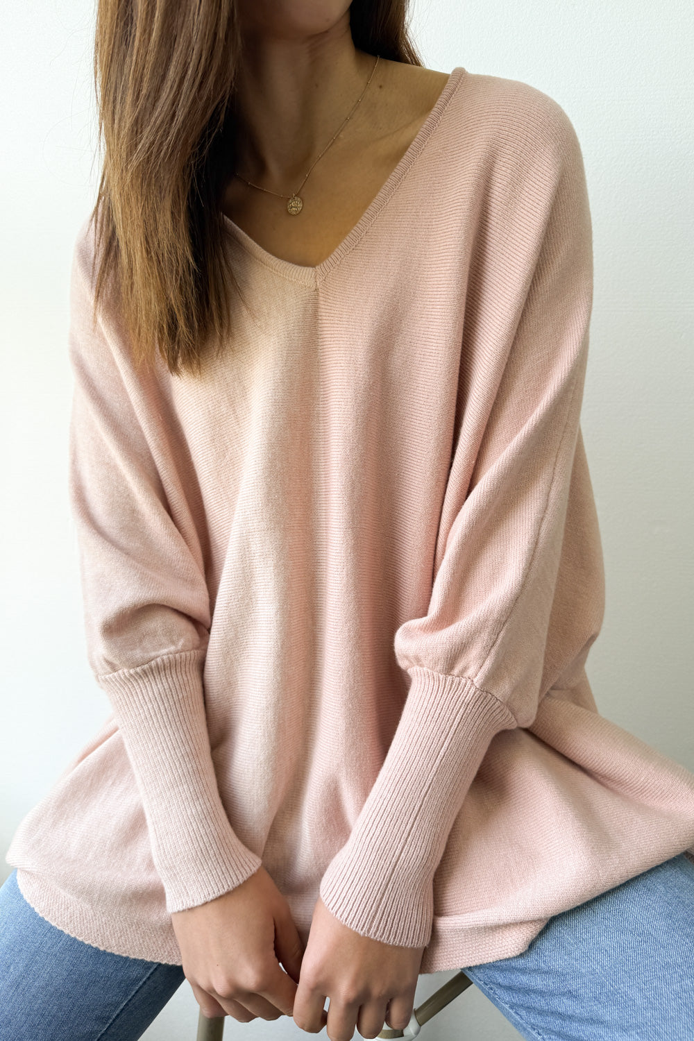 Oversized Batwing Split Hem Knit Top