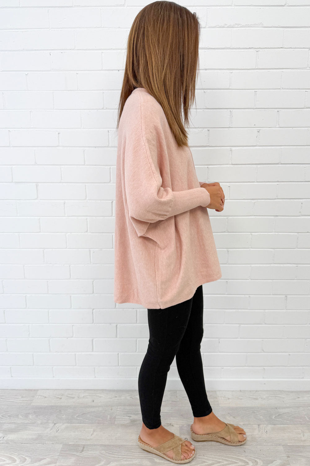 Oversized Batwing Split Hem Knit Top
