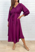 Plum Loose Floaty Dress Lace Trim Lovely On