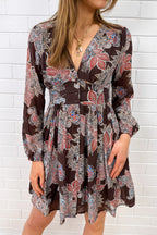 Chocolate Paisley Button-Through Midi Dress