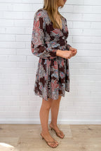Chocolate Paisley Button-Through Midi Dress