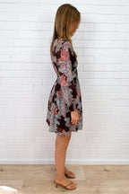 Chocolate Paisley Button-Through Midi Dress