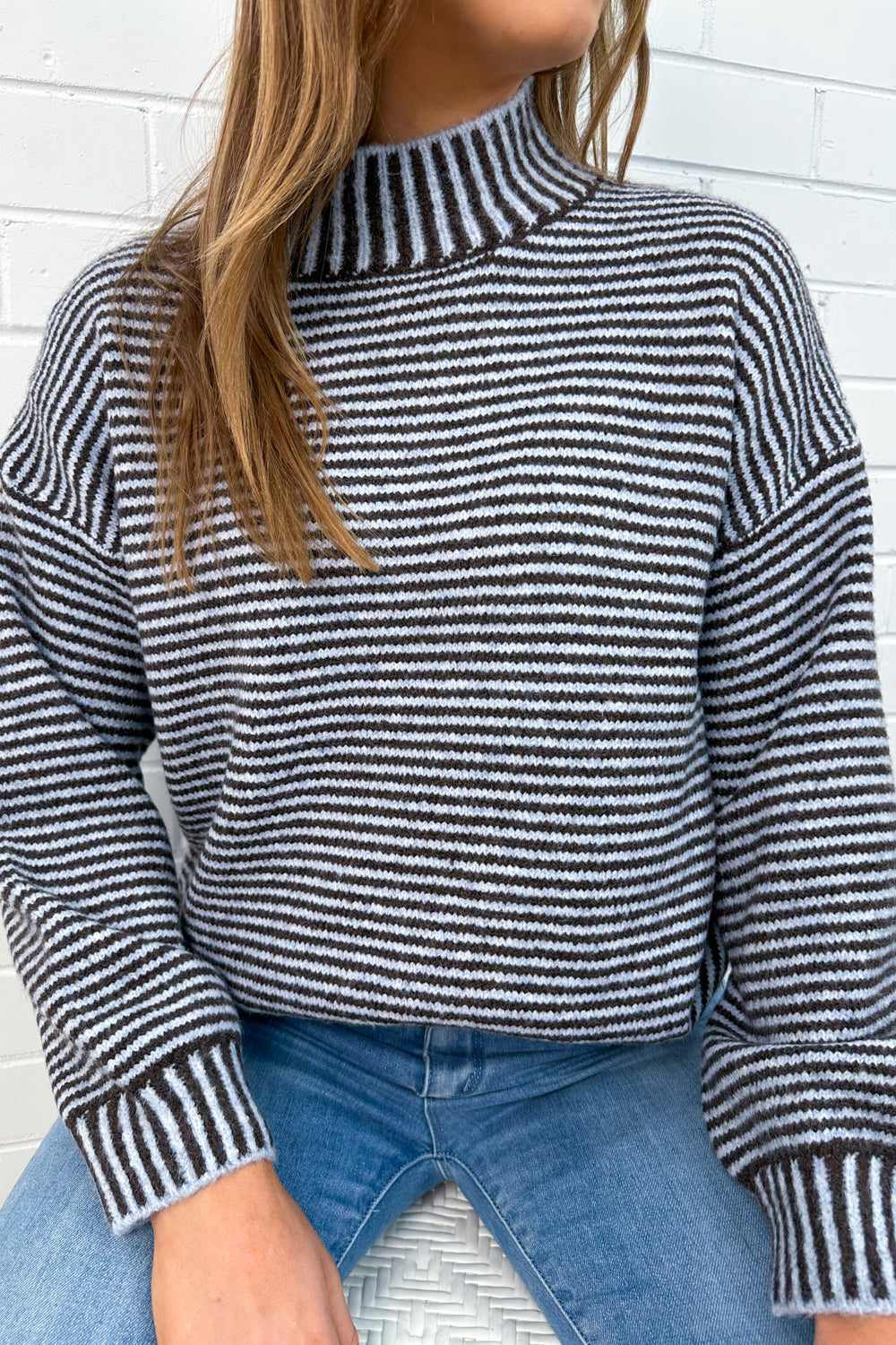 Soft Oversized Stripe Knit Top Slightly Relaxed Fit