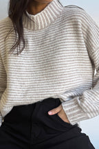 Soft Oversized Stripe Knit Top Slightly Relaxed Fit