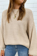 Chunky Lightweight Warm Knit Glorious Sleeves Black Beige