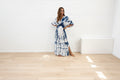 Navy White Flattering Maxi Dress One Size