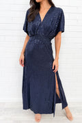 Navy Sequin V-Neck Dress Flattering Timeless Never Dates
