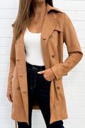Tan Suede Look Trench Classic Cool Luxe Easy Layer
