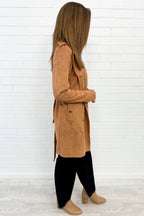 Tan Suede Look Trench Classic Cool Luxe Easy Layer