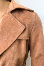 Tan Suede Look Trench Classic Cool Luxe Easy Layer