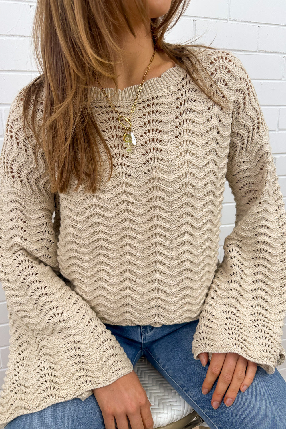 Cute Cropped Knit Top Pink Natural Layering