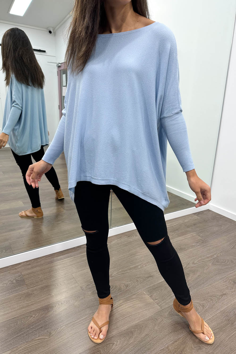 Soft Basic Knit Cornflower Blue Black Good Shape