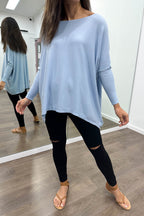 Soft Basic Knit Cornflower Blue Black Good Shape