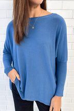 Soft Basic Knit Cornflower Blue Black Good Shape