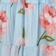 Blue Floral V-Neck Waist Tie Midi Dress Pockets