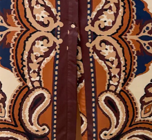 Mocha Tile Print Button Dress Long Sleeves Lovely
